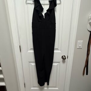 Lulu's Sleek Black V-Neck Jumpsuit